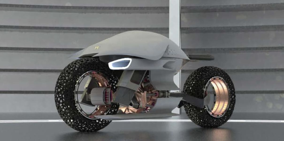Render del diseño final del diseño de la moto